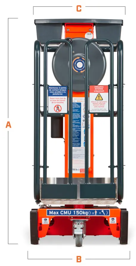 Desenho técnico, vista frontal — Ecolift 50