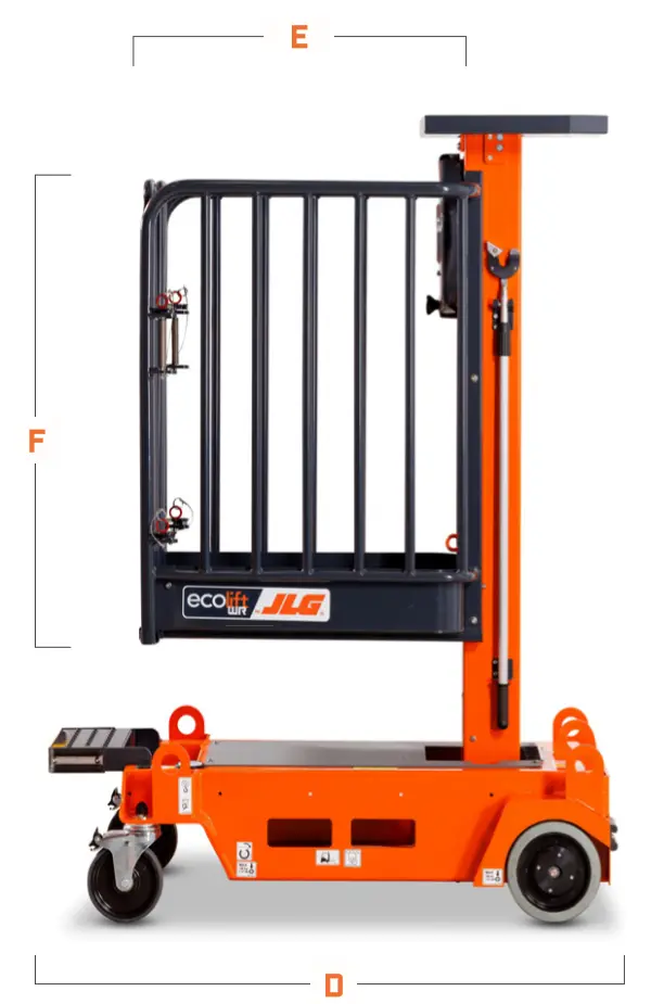 Desenho técnico, vista lateral — Ecolift 70