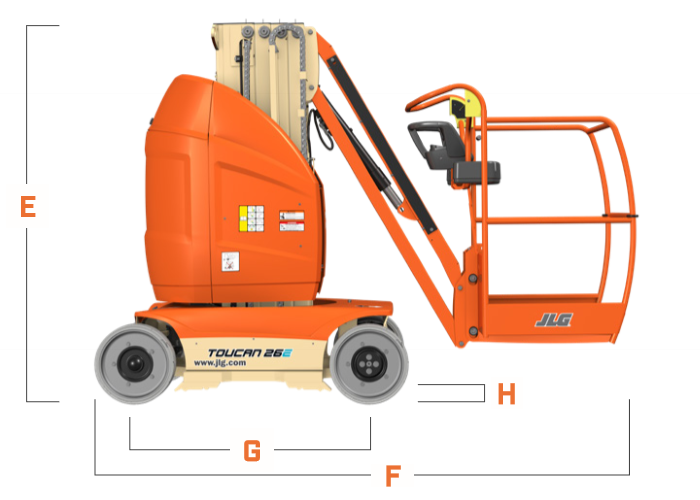 Desenho técnico, vista lateral — Toucan T26E